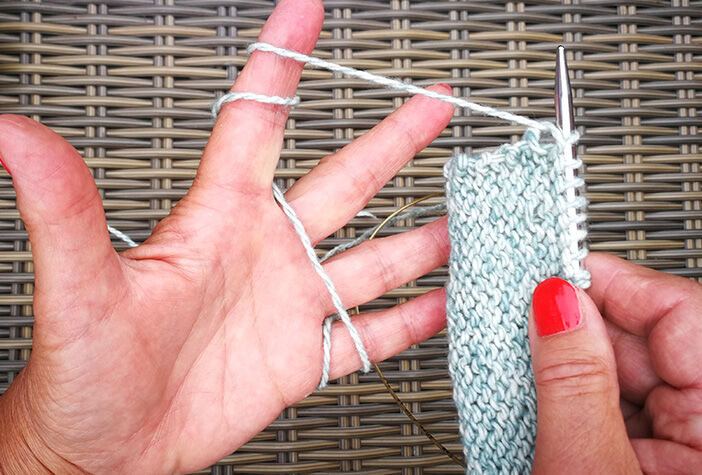 Kontinentales Stricken Schritt 1